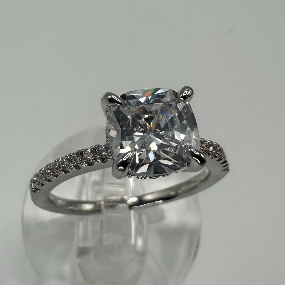 Womens Silver Plated Brass Ring Cubic Zirconia - Picture 7 of 10